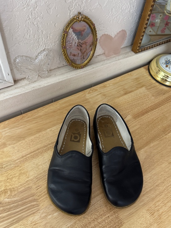 Vintage Shoes - Vintage Barefoot Minimalist Black Leather Slip On Flats EU 40 Comfort